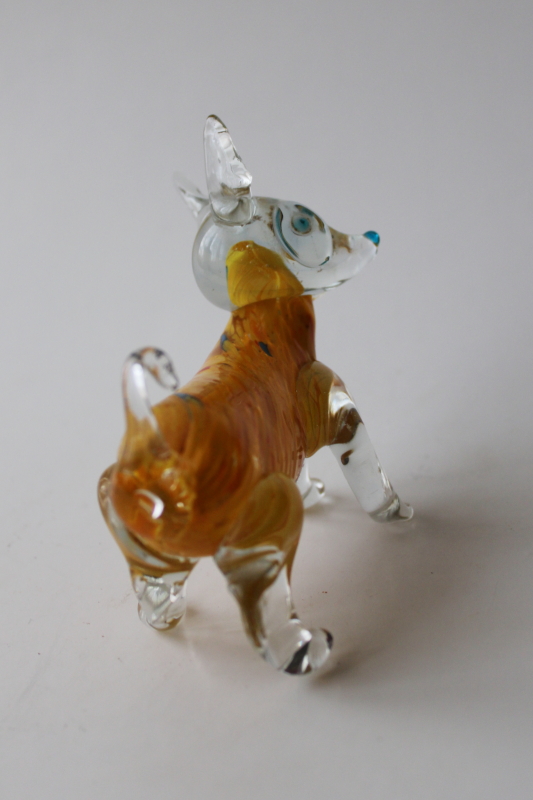 photo of vintage hand blown glass dog figurine, yellow chihuahua Murano style colored glass  #4