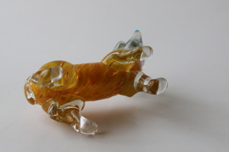 photo of vintage hand blown glass dog figurine, yellow chihuahua Murano style colored glass  #5