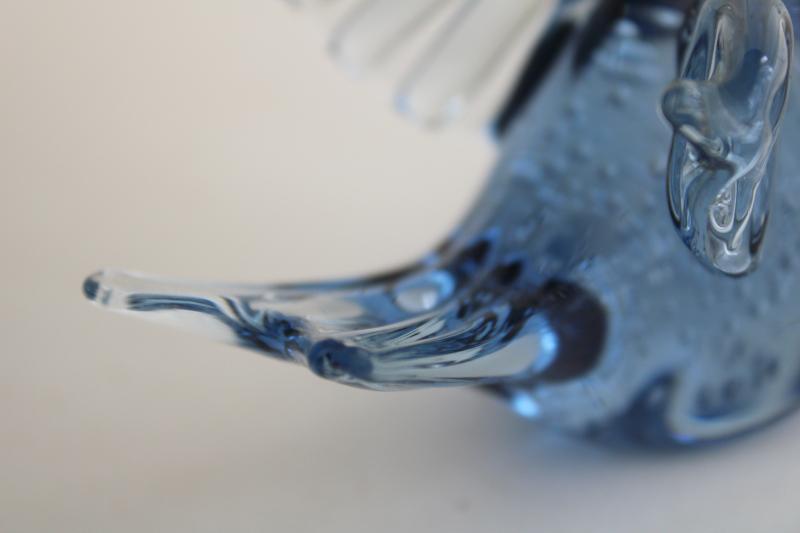 photo of vintage hand blown glass paperweight, bluebird of happiness, big fat mama bird #4