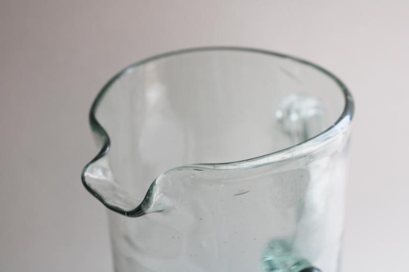 photo of vintage hand blown glass pitcher w/ saguaro cactus, Mexican art glass margarita pitcher #3