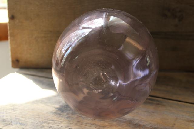 photo of vintage hand blown glass wine decanter or water bottle, amethyst glass carafe #2