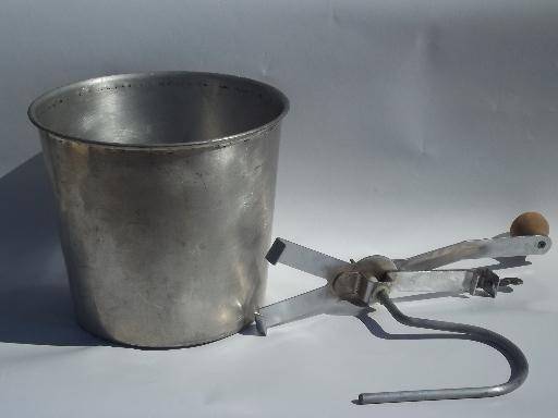 photo of vintage hand crank dough mixer bread maker, kneading and rising bucket #3