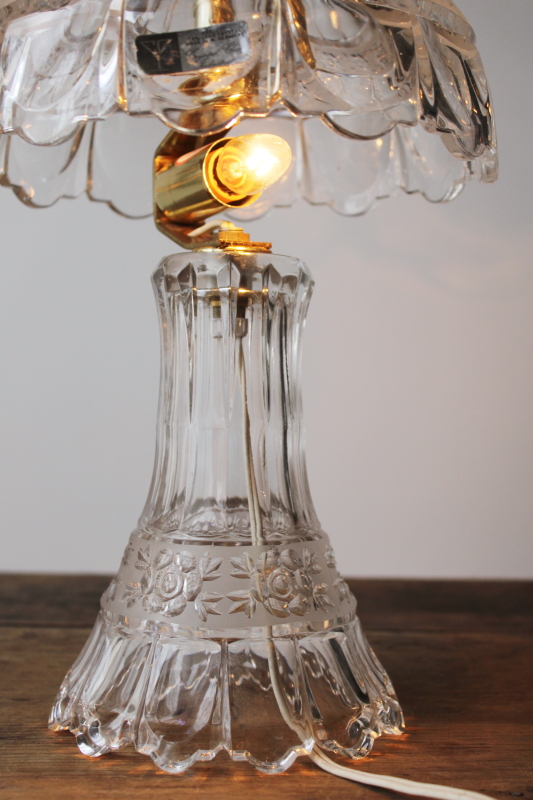 photo of vintage hand cut lead crystal lamp w/ glass shade, West Germany Crystal Clear Industries label  #5