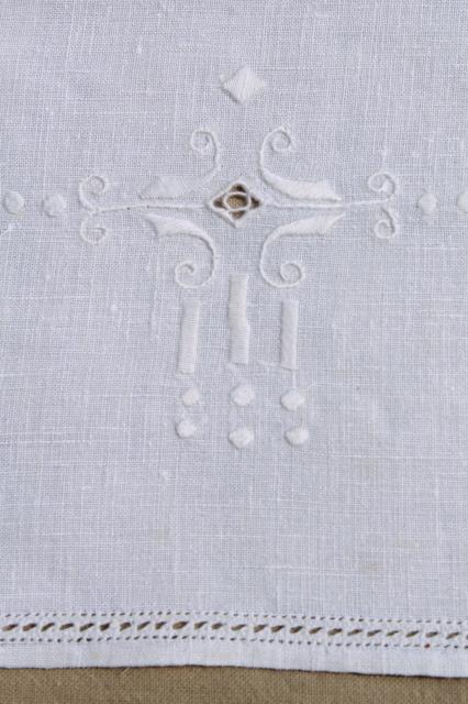 photo of vintage hand embroidered linen cotton table linens, napkins, placemats, card table cloth #3