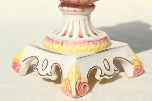 photo of vintage hand painted Italian ceramic urn, 1930s lady in Elysian fields w/ cherubs! #10