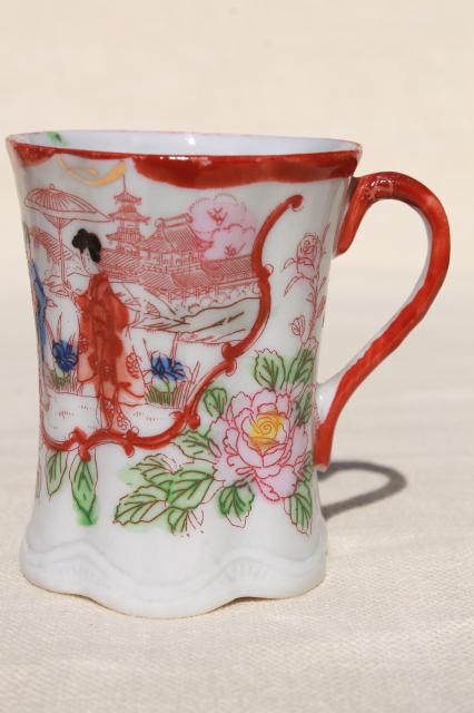 photo of vintage hand painted Japan Geisha girl china, porcelain chocolate pot & cups set #12