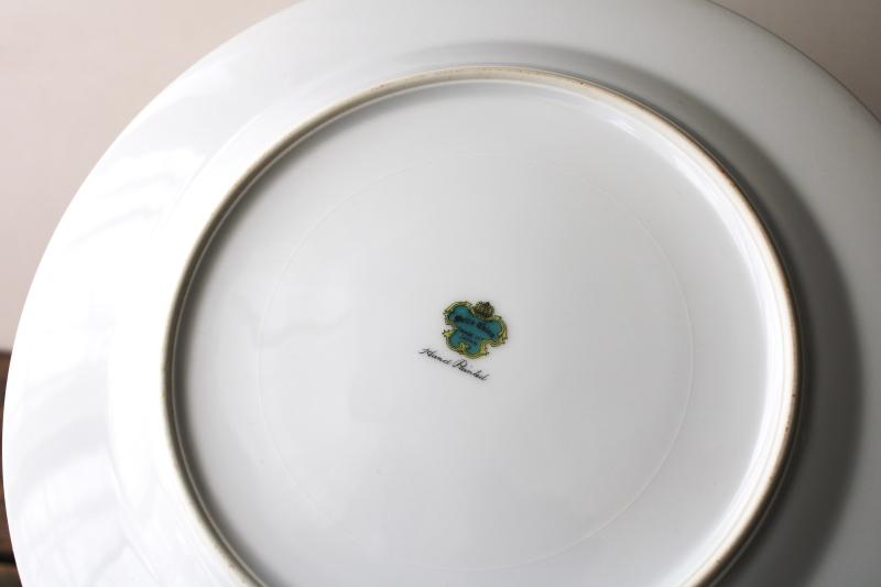 photo of vintage hand painted Japan Meito china dinner plates Formal Garden floral w/ green #5