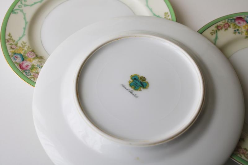 photo of vintage hand painted Japan Meito china small dessert plates Formal Garden floral w/ green #3