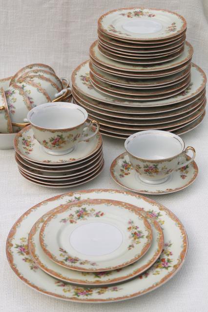 photo of vintage hand painted Made in Japan Esco fine china dinnerware, service for 8 #1