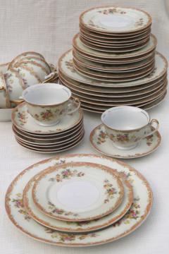 catalog photo of vintage hand painted Made in Japan Esco fine china dinnerware, service for 8