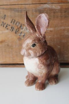 catalog photo of vintage hand painted ceramic rabbit, Easter spring decor French country farmhouse style