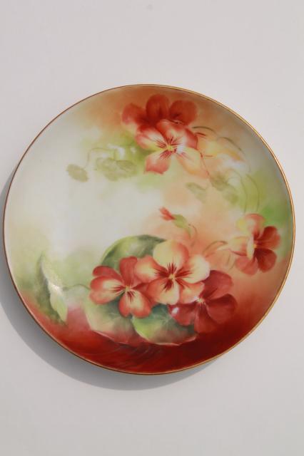 photo of vintage hand painted china dessert plates, fruit & flowers decorative plate collection #4