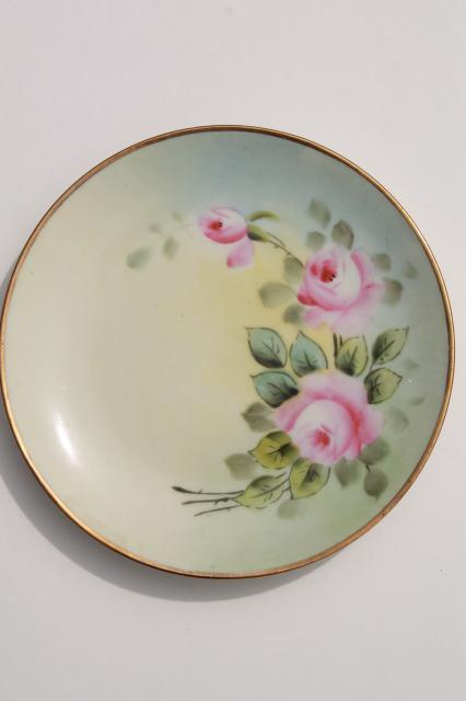 photo of vintage hand painted china dessert plates, fruit & flowers decorative plate collection #5