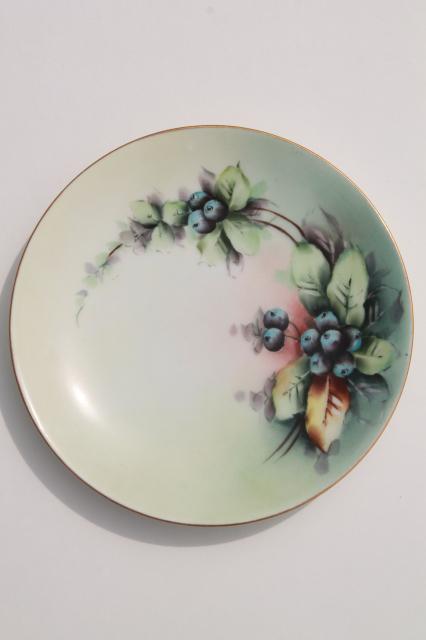 photo of vintage hand painted china dessert plates, fruit & flowers decorative plate collection #6