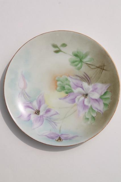 photo of vintage hand painted china dessert plates, fruit & flowers decorative plate collection #8