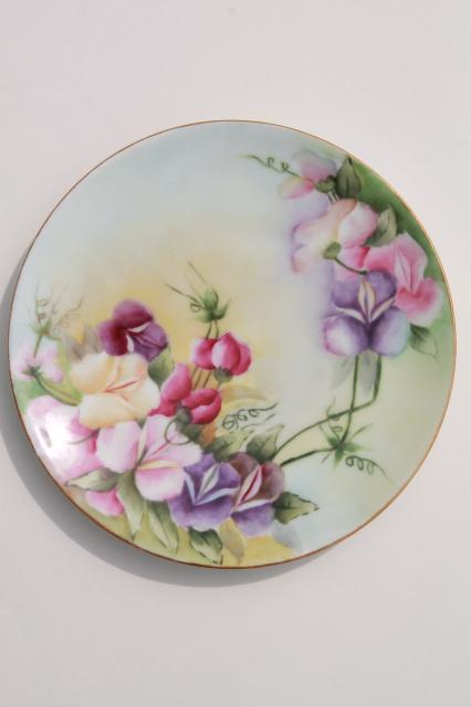 photo of vintage hand painted china dessert plates, fruit & flowers decorative plate collection #9