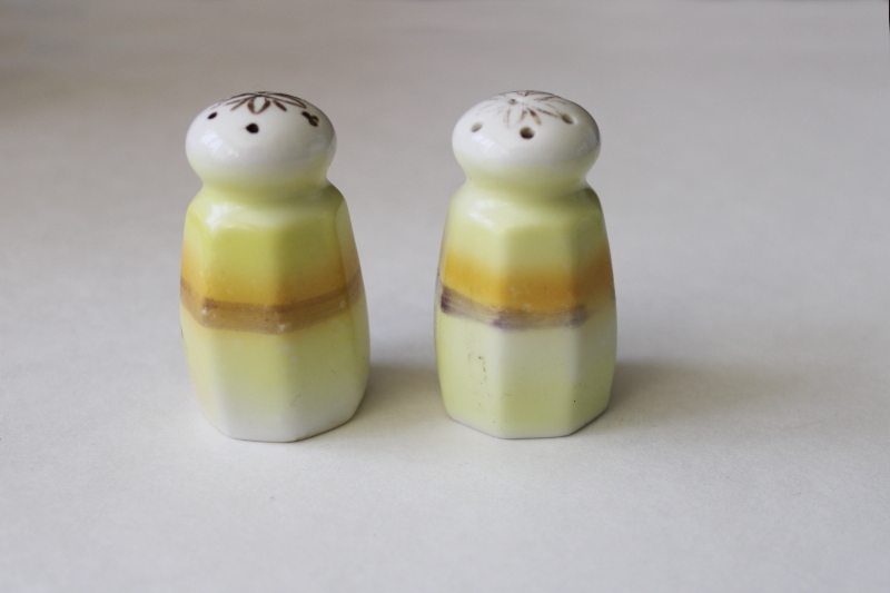 photo of vintage hand painted china salt & pepper shakers, Made in Japan S&P set sunset on lake #3