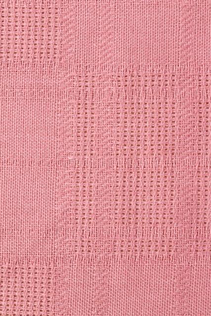 photo of vintage hand woven cotton tablecloth & fringed napkins, country rose pink #5