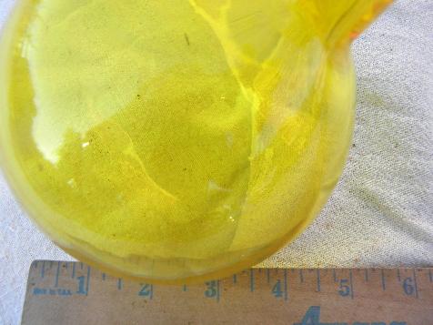 photo of vintage hand-blown glass orb, witches ball or fishing new float? bright yellow #2