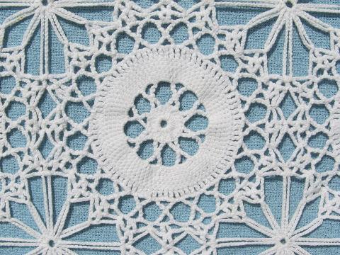 photo of vintage hand-crocheted cotton lace cotton bedspread or tablecloth #3