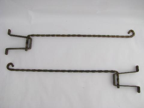 photo of vintage hand-forged wrought iron shutter curtain rods w/ pivot brackets #1