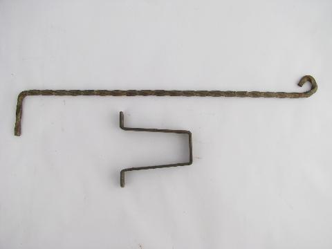 photo of vintage hand-forged wrought iron shutter curtain rods w/ pivot brackets #2