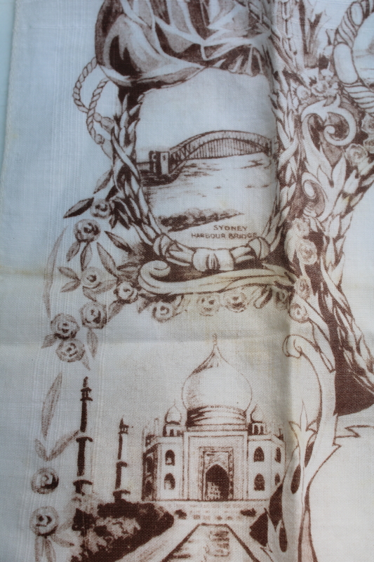 photo of vintage handkerchief 1937 Coronation Queen Mary sepia tone photo print England souvenir  #5