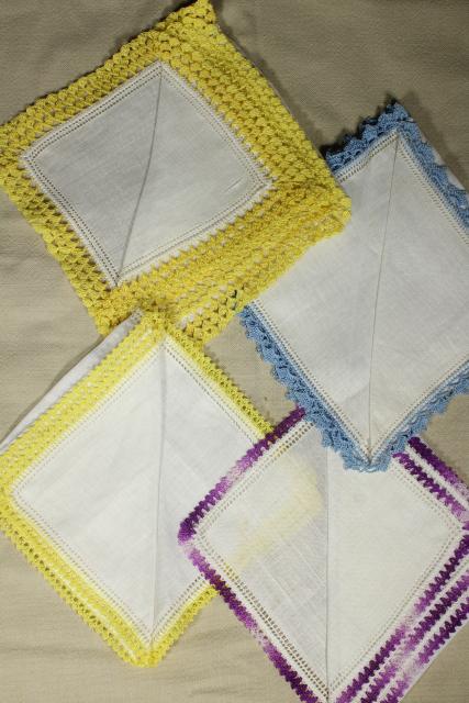 photo of vintage handkerchiefs lot, lace edged hankies trimmed w/ cotton thread crochet edgings #4