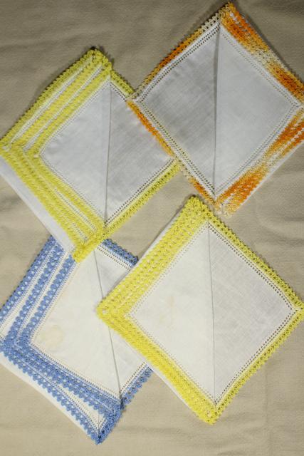 photo of vintage handkerchiefs lot, lace edged hankies trimmed w/ cotton thread crochet edgings #5