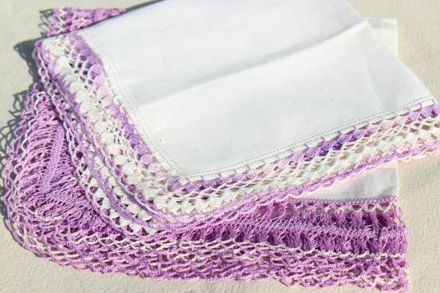 photo of vintage handkerchiefs lot, lace edged hankies trimmed w/ cotton thread crochet edgings #1