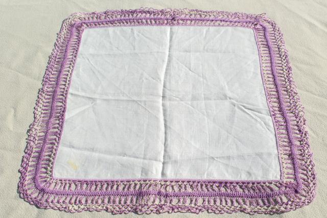 photo of vintage handkerchiefs lot, lace edged hankies trimmed w/ cotton thread crochet edgings #2