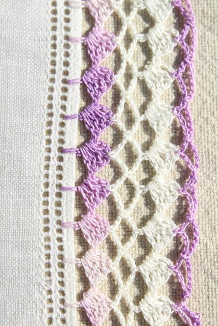 photo of vintage handkerchiefs lot, lace edged hankies trimmed w/ cotton thread crochet edgings #7