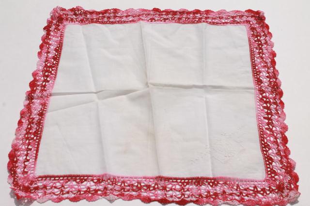 photo of vintage handkerchiefs lot, lace edged hankies trimmed w/ cotton thread crochet edgings #2