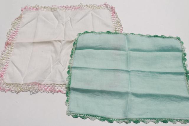 photo of vintage handkerchiefs lot, lace edged hankies trimmed w/ cotton thread crochet edgings #11