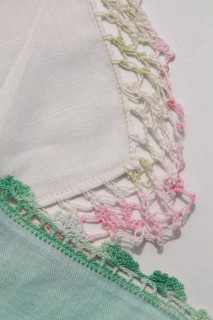 photo of vintage handkerchiefs lot, lace edged hankies trimmed w/ cotton thread crochet edgings #12