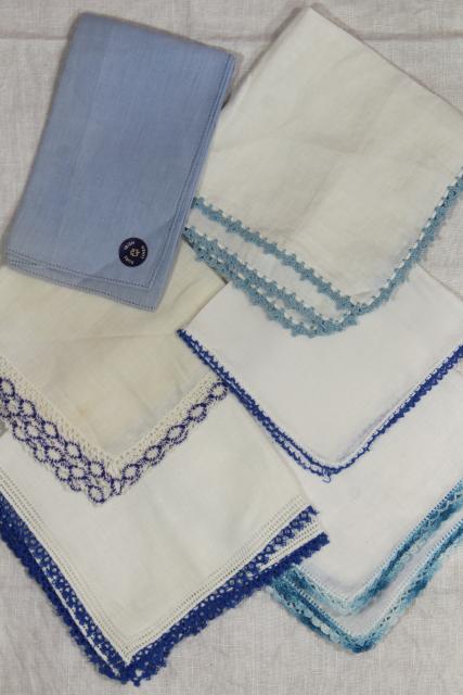 photo of vintage handkerchiefs lot, lace edged hankies trimmed w/ cotton thread crochet edgings #4