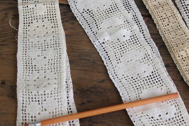 photo of vintage handmade crochet lace edgings & insertion, salvaged antique sewing trims #5