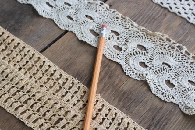 photo of vintage handmade crochet lace edgings & insertion, salvaged antique sewing trims #10