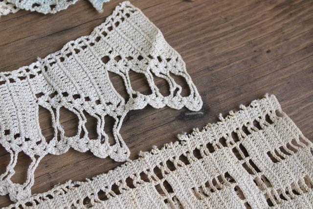 photo of vintage handmade crochet lace edgings & insertion, salvaged antique sewing trims #4