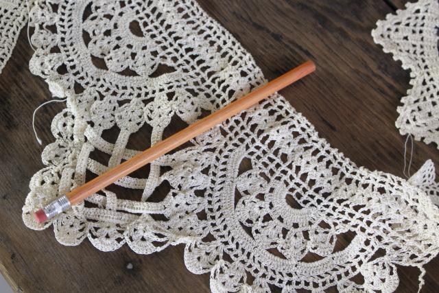 photo of vintage handmade crochet lace edgings & insertion, salvaged antique sewing trims #6