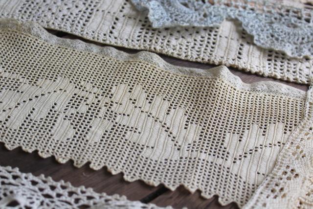 photo of vintage handmade crochet lace edgings & insertion, salvaged antique sewing trims #12