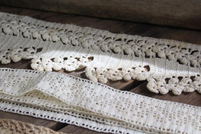 photo of vintage handmade crochet lace edgings & insertion, salvaged antique sewing trims #14