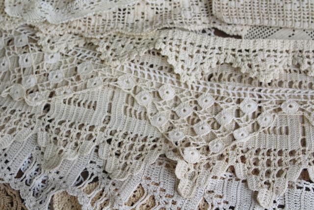 photo of vintage handmade crochet lace edgings & insertion, salvaged antique sewing trims #15