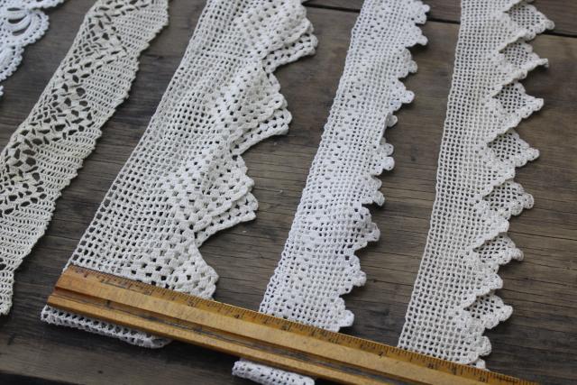 photo of vintage handmade crochet lace edgings & insertion, salvaged antique sewing trims #2