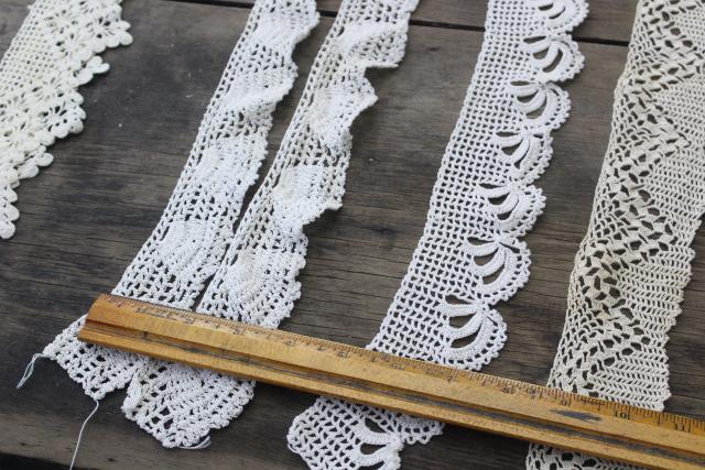 photo of vintage handmade crochet lace edgings & insertion, salvaged antique sewing trims #3