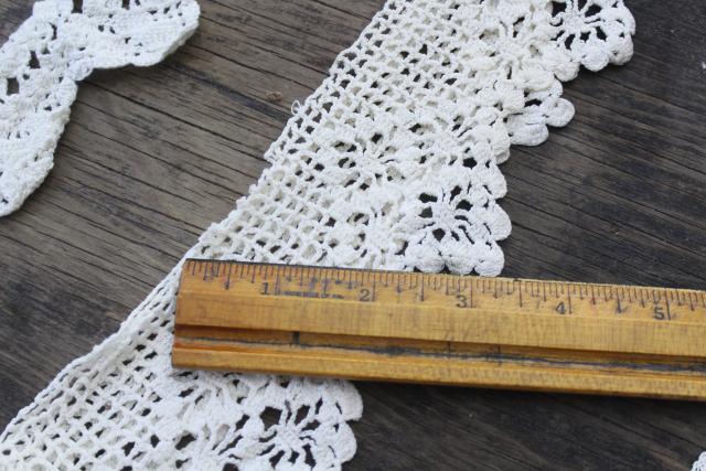 photo of vintage handmade crochet lace edgings & insertion, salvaged antique sewing trims #4