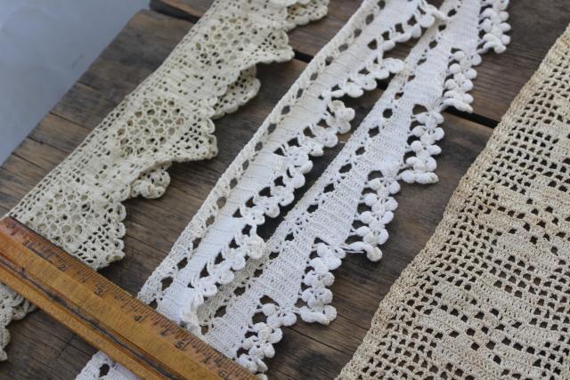 photo of vintage handmade crochet lace edgings & insertion, salvaged antique sewing trims #7