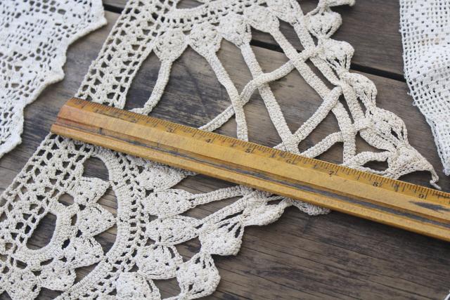 photo of vintage handmade crochet lace edgings & insertion, salvaged antique sewing trims #12