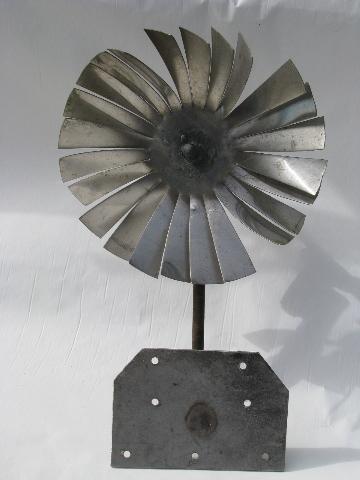 photo of vintage hand-made metal folk art windmill whirligig or weathervane #2