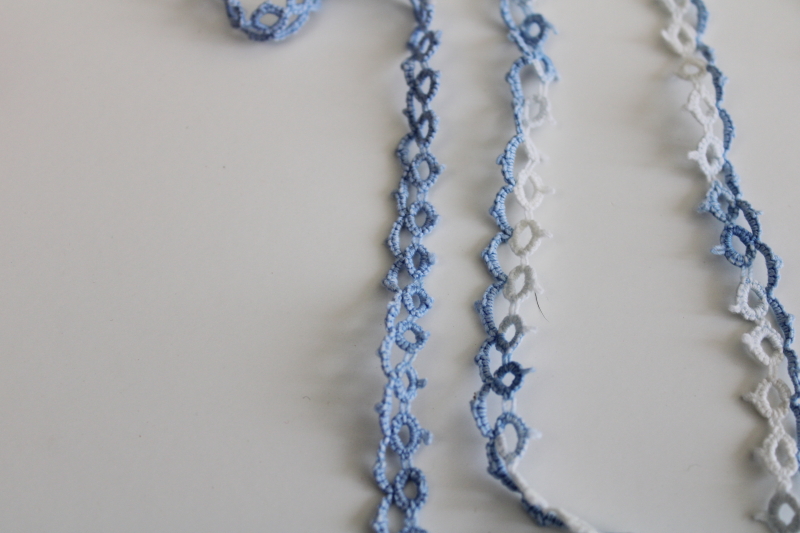 photo of vintage handmade tatted lace edging cotton thread something blue for a bride #2